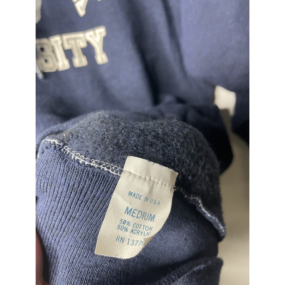 Vintage Slippery Rock University Hoodie Size Medium Blue Pullover College 80s 90 - Picture 5 of 7